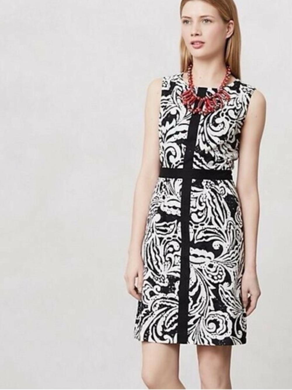 Tabitha Black & White Printed Sheath Dress